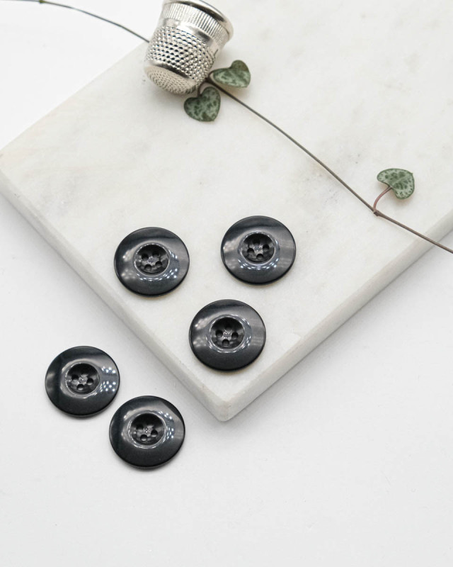 Bouton Polyester Brillant - Noir - Mercerine