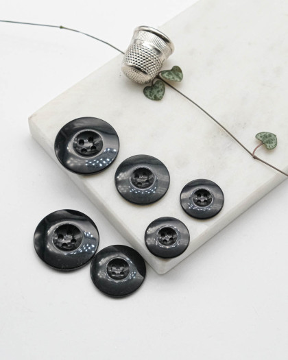 Bouton Polyester Brillant - Noir