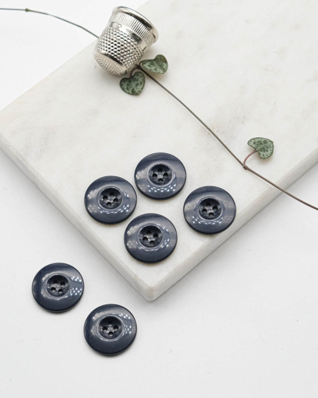 Bouton Polyester Brillant - Bleu - Mercerine