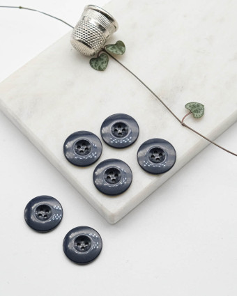 Bouton Polyester Brillant - Bleu - Mercerine