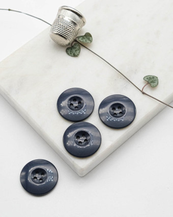Bouton Polyester Brillant - Bleu - Mercerine