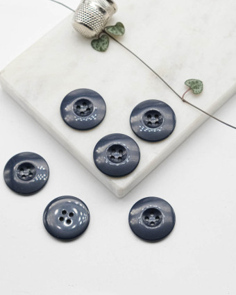 Bouton Polyester Brillant - Bleu - Mercerine