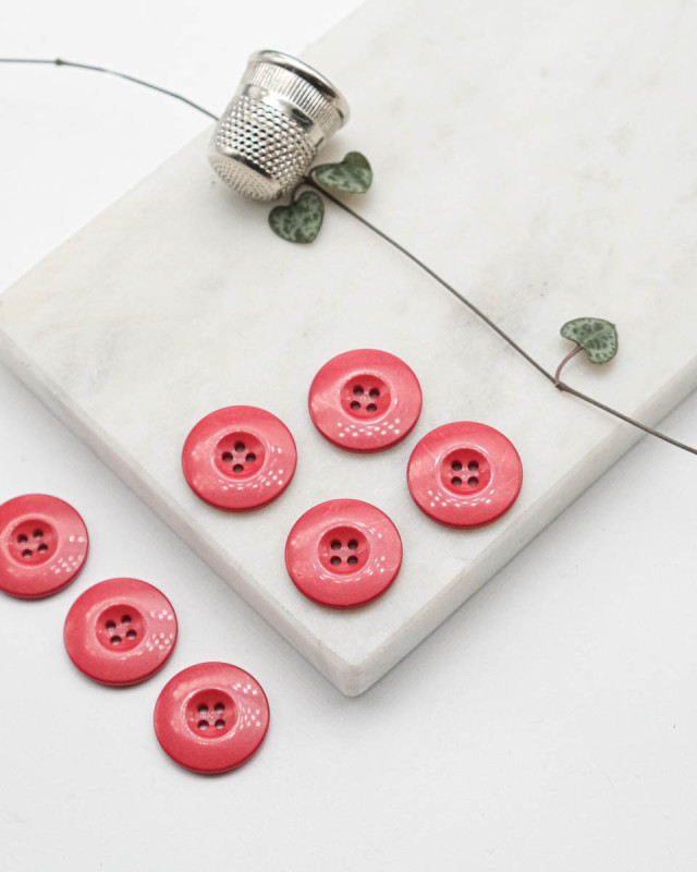 Bouton Polyester Brillant - Rouge - Mercerine