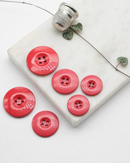Bouton Polyester Brillant - Rouge