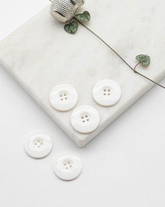 Bouton Polyester Brillant - Blanc - Mercerine