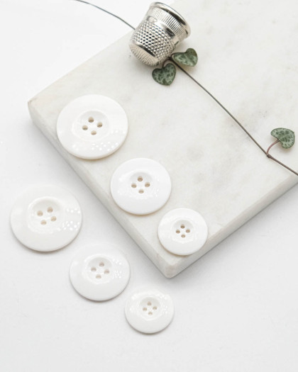 Bouton Polyester Brillant - Blanc