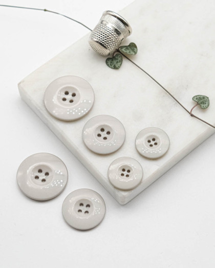 Bouton Polyester Brillant - Gris