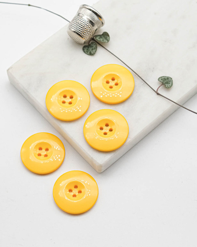 Bouton Polyester Brillant - Jaune - Mercerine