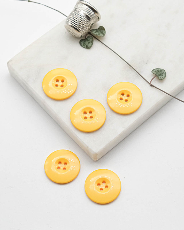 Bouton Polyester Brillant - Jaune - Mercerine