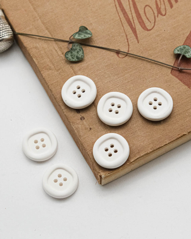Bouton Nylon à Rebord - Blanc - Mercerine
