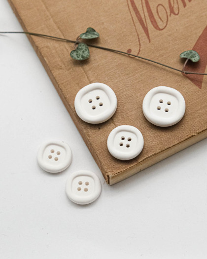 Bouton Nylon à Rebord - Blanc