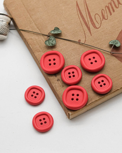 Bouton Nylon à Rebord - Rouge