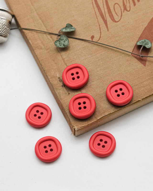 Bouton Nylon à Rebord - Rouge - Mercerine