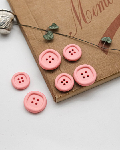 Bouton Nylon à Rebord - Rose