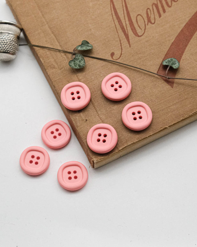 Bouton Nylon à Rebord - Rose - Mercerine