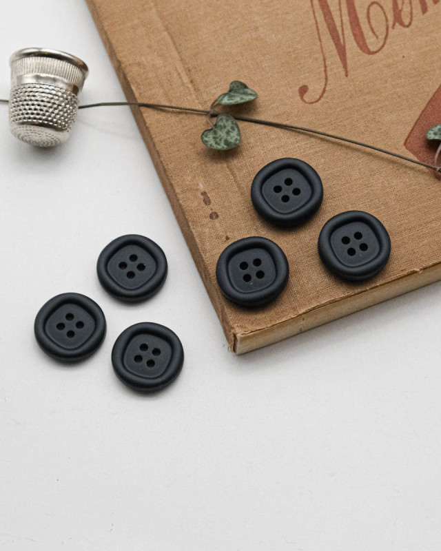 Bouton Nylon à Rebord - Bleu Marine - Mercerine