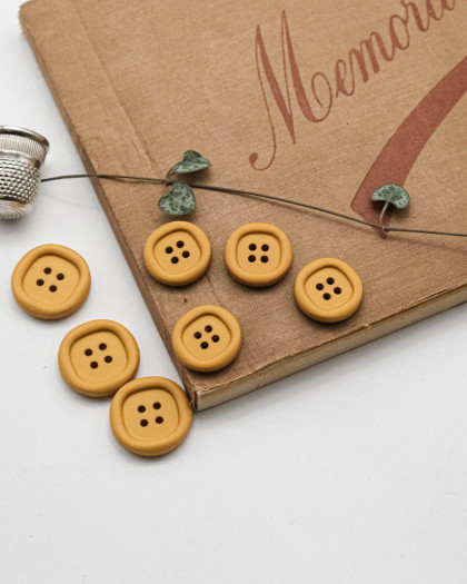 Bouton Nylon à Rebord - Jaune Moutarde