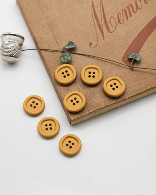 Bouton Nylon à Rebord - Jaune Moutarde - Mercerine