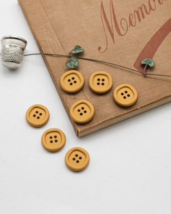 Bouton Nylon à Rebord - Jaune Moutarde - Mercerine