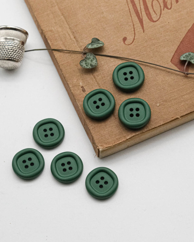 Bouton Nylon à Rebord -Vert Canard - Mercerine