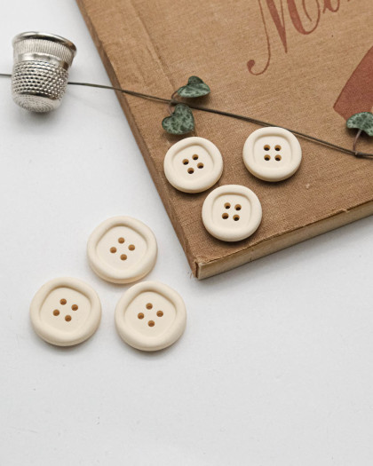 Bouton Nylon à Rebord - Beige