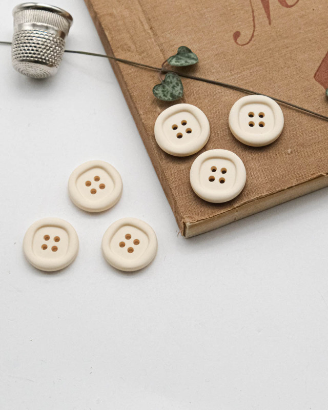 Bouton Nylon à Rebord - Beige - Mercerine