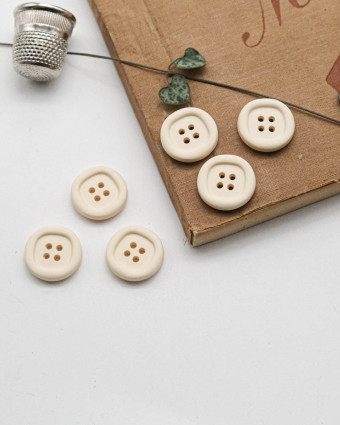 Bouton Nylon à Rebord - Beige - Mercerine