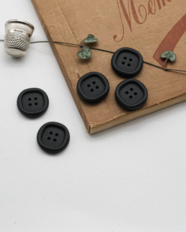 Bouton Nylon à Rebord - Noir - Mercerine