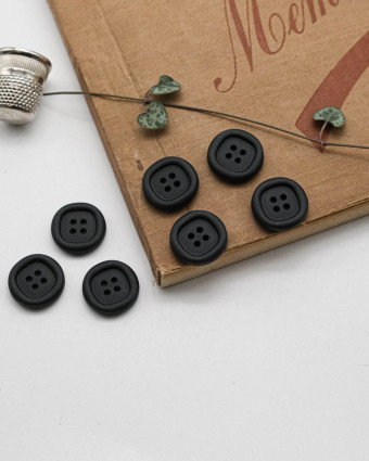 Bouton Nylon à Rebord - Noir - Mercerine