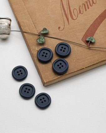 Bouton Nylon à Rebord - Bleu - Mercerine