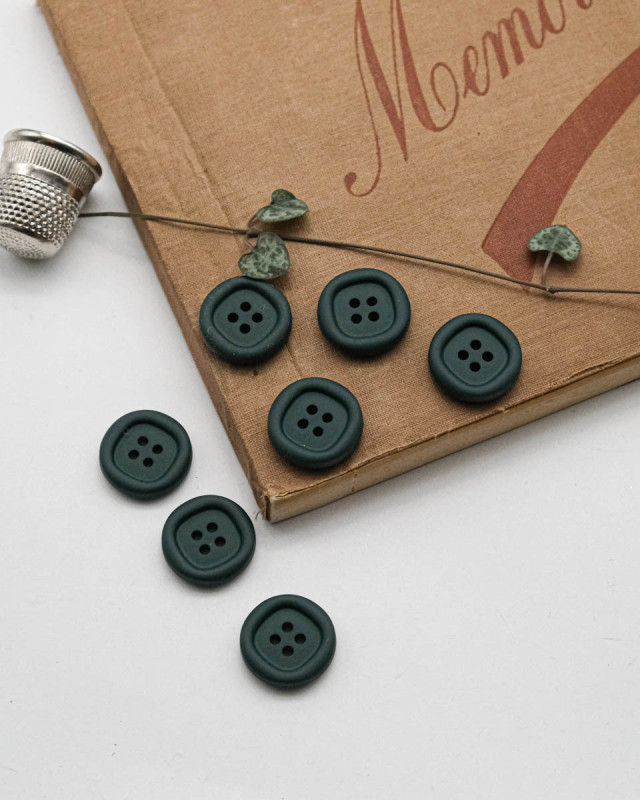 Bouton Nylon à Rebord - Vert Canard - Mercerine