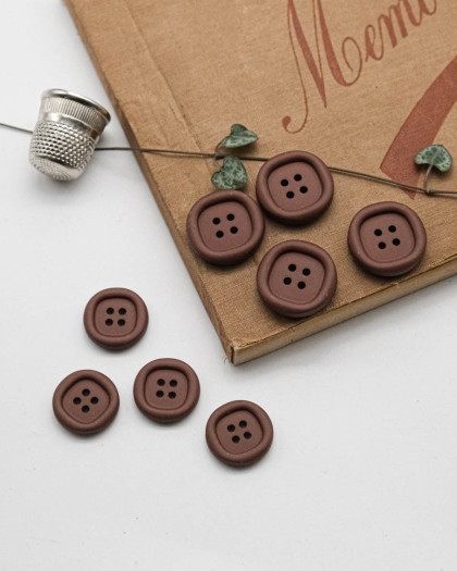 Bouton Nylon à Rebord - Marron