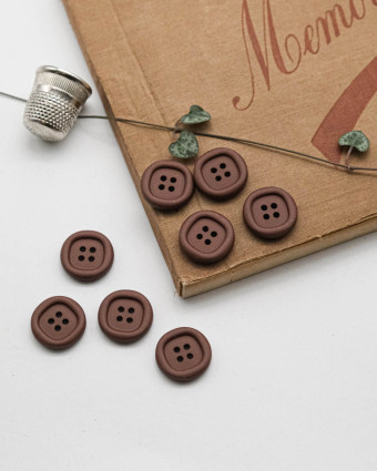 Bouton Nylon à Rebord - Marron - Mercerine