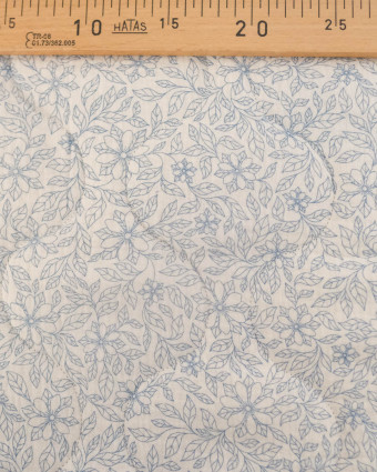 Tissu Matelassé Double Gaze Bleu Marine et Ecru Fleuri - Mercerine