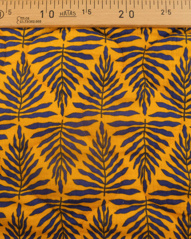 Tissu Matelassé Double Gaze Ocre et Rouge Motif Indien - Mercerine