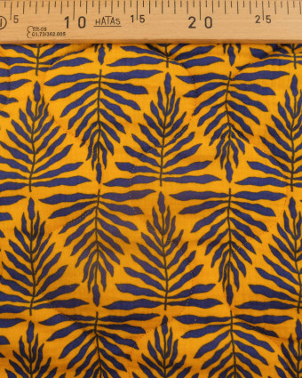 Tissu Matelassé Double Gaze Ocre et Rouge Motif Indien - Mercerine