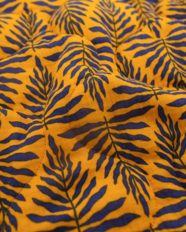 Tissu Matelassé Double Gaze Ocre et Rouge Motif Indien - Mercerine