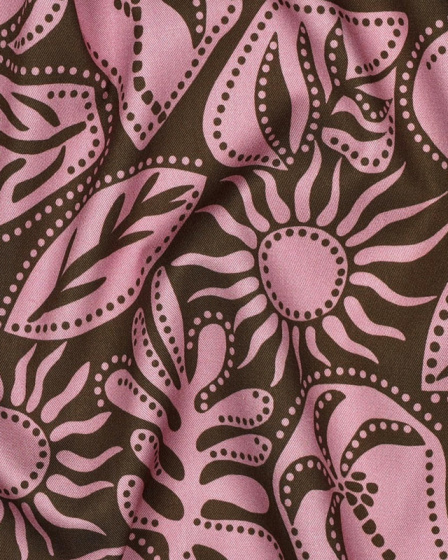 Viscose Stretch Palmier Army et Rose - Mercerine