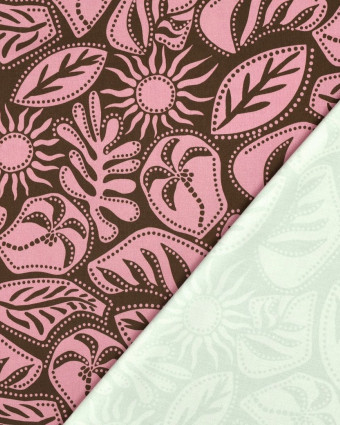 Viscose Stretch Palmier Army et Rose - Mercerine