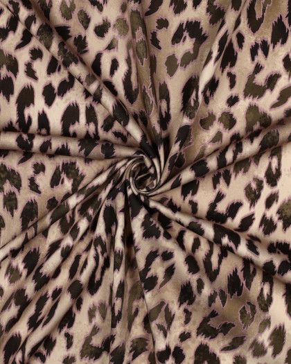Viscose Stretch Imprimé Digital Léopard Kaki - Mercerine