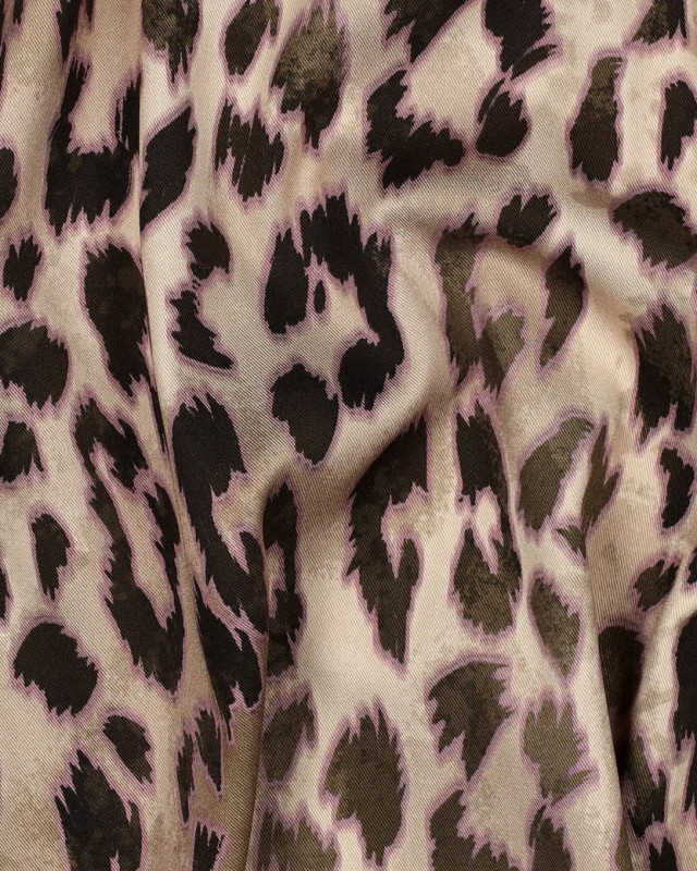 Viscose Stretch Imprimé Digital Léopard Kaki - Mercerine