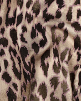 Viscose Stretch Imprimé Digital Léopard Kaki - Mercerine
