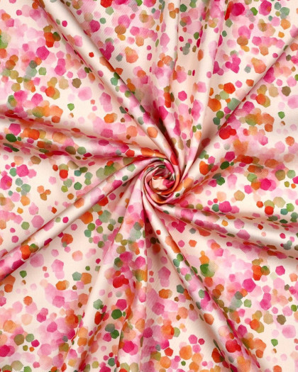 Viscose Satin Imprimé Digital Bubble Rose - Mercerine