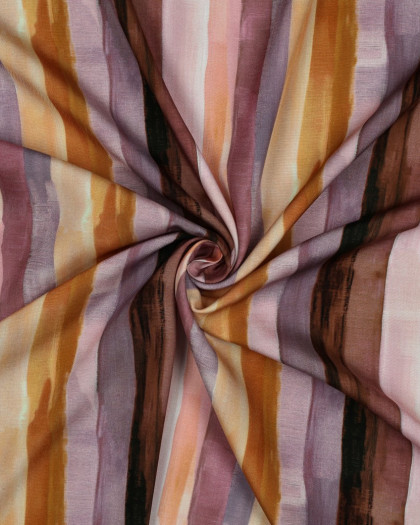 Viscose Imprimé Digital Rayures Vieux Rose - Mercerine