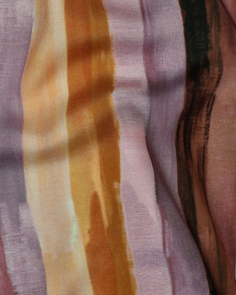 Viscose Imprimé Digital Rayures Vieux Rose - Mercerine