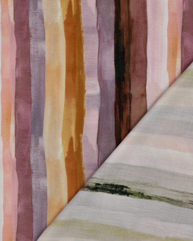 Viscose Imprimé Digital Rayures Vieux Rose - Mercerine