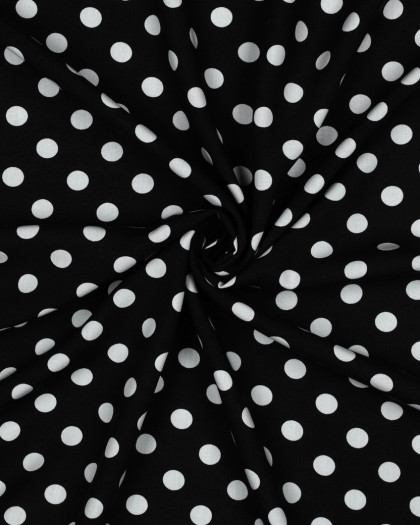 Viscose à Pois Blancs Fond Noir - Mercerine