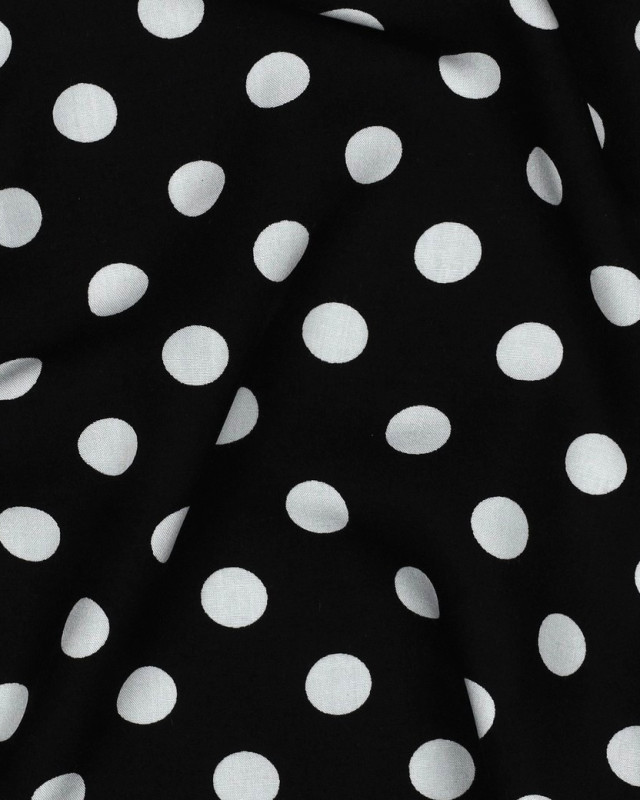 Viscose à Pois Blancs Fond Noir - Mercerine