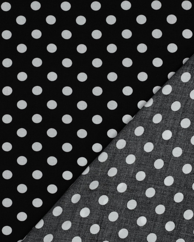 Viscose à Pois Blancs Fond Noir - Mercerine