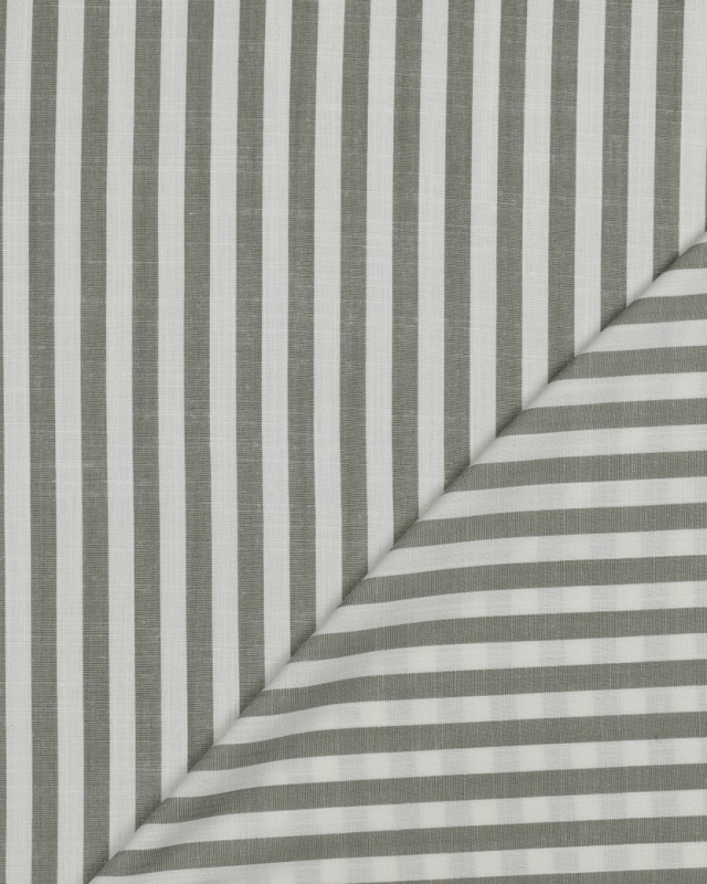 Viscose Effet Lin Rayures Sauge - Mercerine
